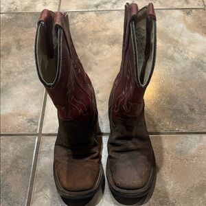 Old West Kids Brown and Red Boots Size 1.5